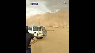 مشهد مرعب لعاصفة رملية على شكل جبل في الجزائر