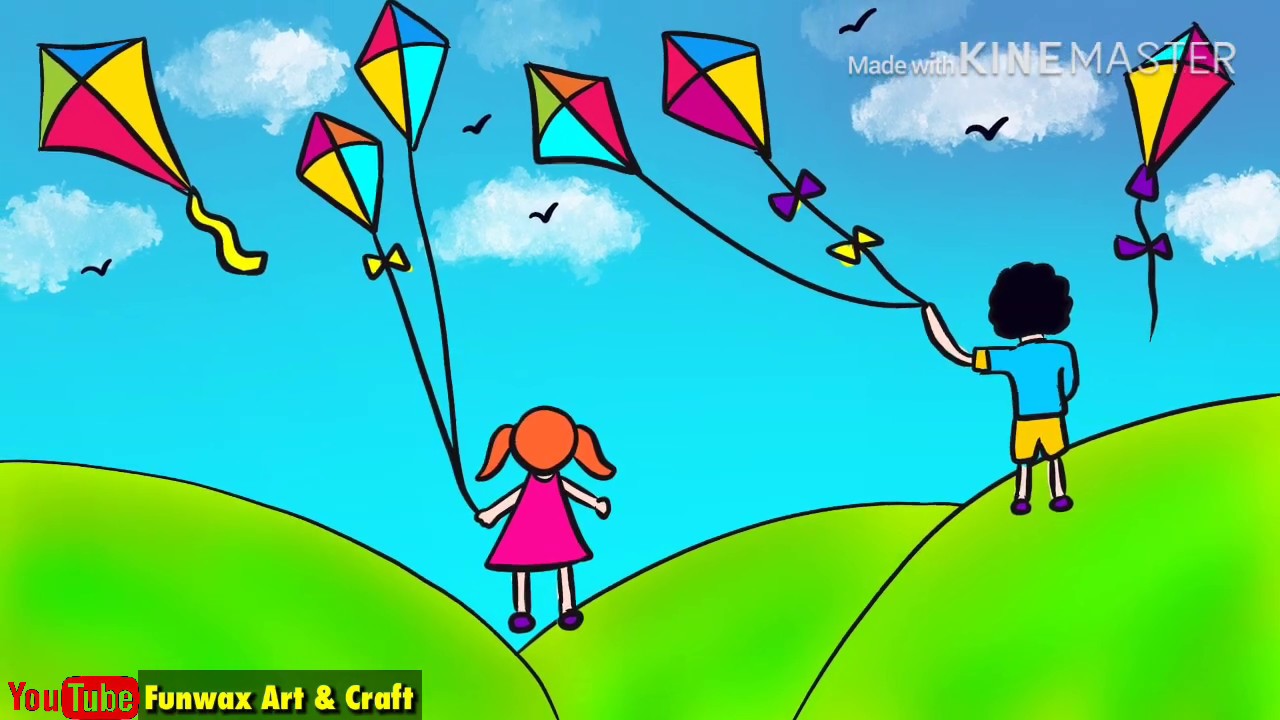 Featured image of post Makar Sankranti Drawing With Kite Sign in to check out what your friends family interests stacked paper kites at the kite bazaar which is doing a bustling trade for the uttarayan kite festival