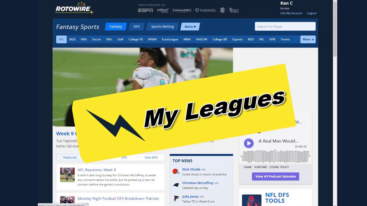 Introduction to RotoWires My Leagues Tool