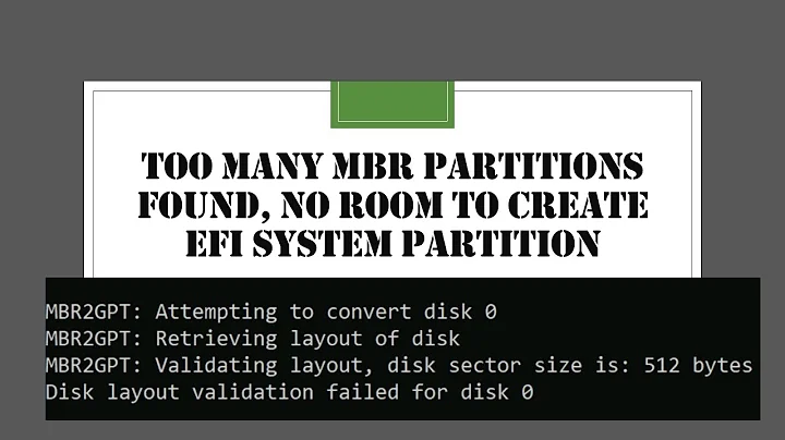 MBR2GPT: Too many MBR partitions found, no room to create EFI system partition