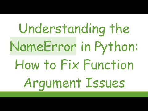 Understanding the NameError