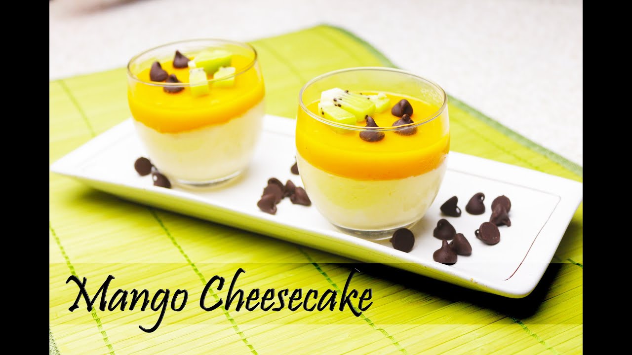 Mango Cheesecake - No gelatin | vegetarian | No bake | short glass dessert with using Agar agar | Crazy4veggie