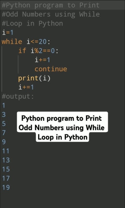 Python program to Print Odd Numbers using While Loop in Python #python ...