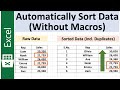 Excel tutorial to sort data automatically without using macros