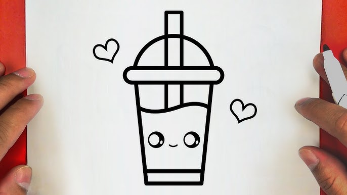 COMO DESENHAR UM MILK SHAKE KAWAII 