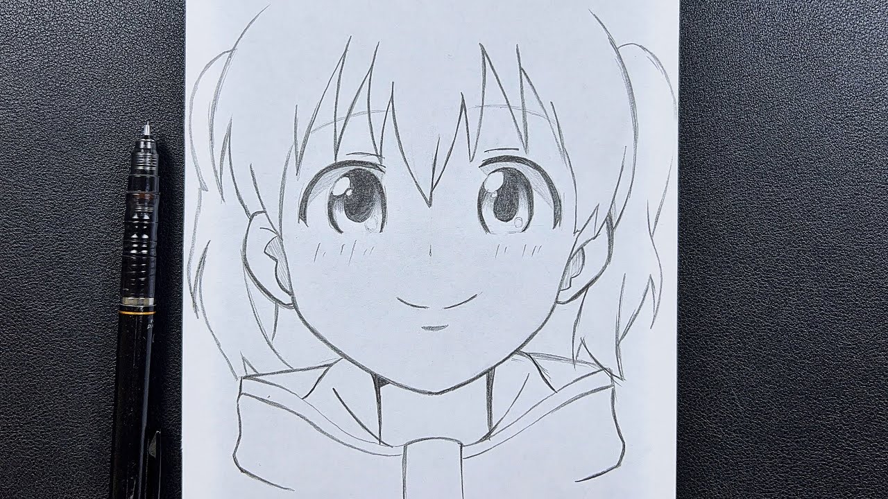 Anime sketch how to draw cute anime girl stepbystep YouTube