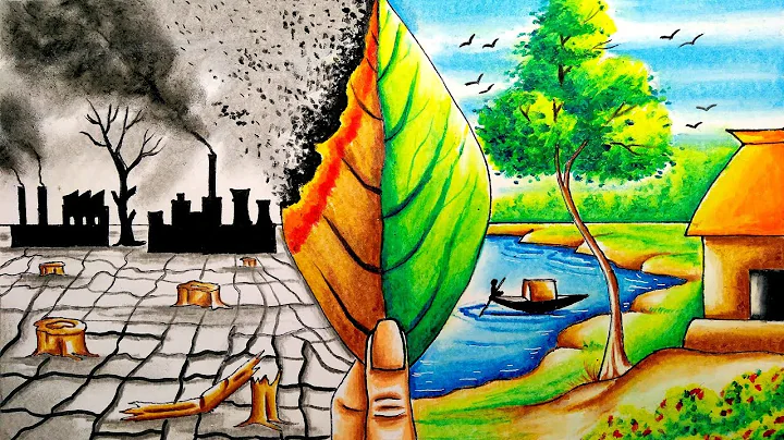 global warming drawing / environment day drawing/save environment poster/pollution drawing easy