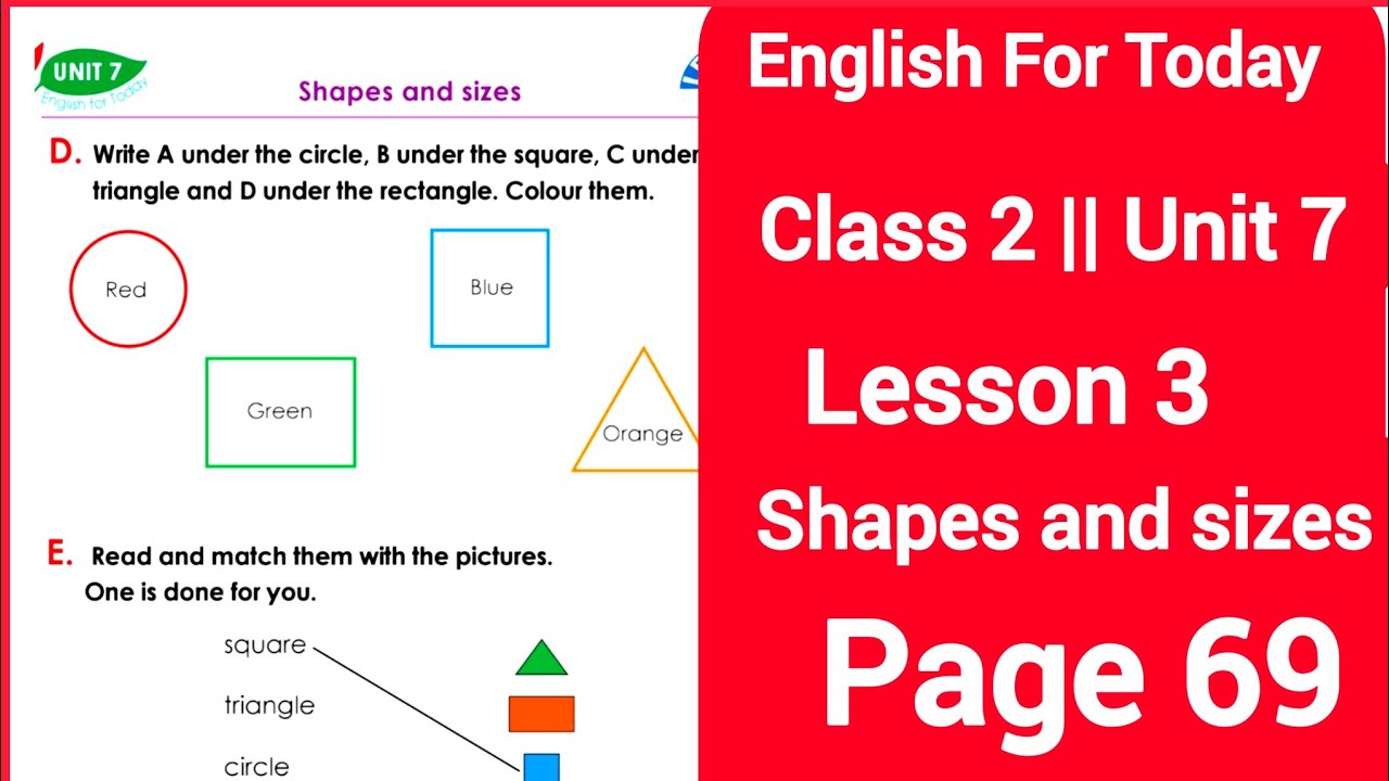 Class 2 english unit 7 page 69 | Shapes and sizes | Lesson 3 | New Book