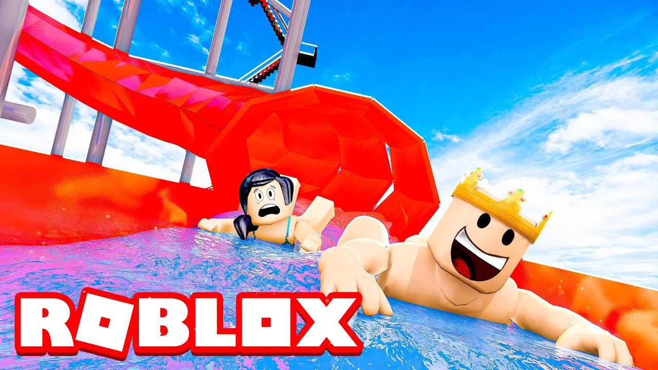 Riding An Insane Water Slide Roblox Blox World Water Park Youtube - roblox huge fight at the waterpark
