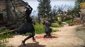 SKYRIM SE: The Witcher 3 Geralt Combat Style Animation