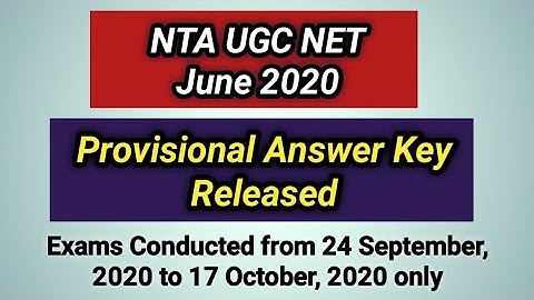 UGC NET June 2020 Provisional Answer Key Released