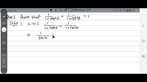 Prove that 1/1+tan²θ + 1/1+cot²θ = 1. #class11maths #trigonometricfunction.