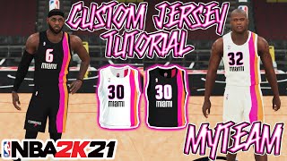 MIAMI HEAT VICE CITY CUSTOM JERSEY TUTORIAL! WHITE PINK UNIFORM! NBA 2K21  MyTeam! WADE BUTLER! FIRE! 