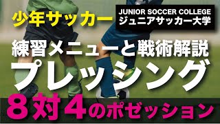 組織的プレスでボール奪取 8対4 少年サッカー守備の練習メニュー Youtube