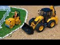 Bruder RC Construction JCB Backhoe Tractor Excavator and Drum Compactor in action!