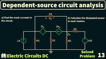 Solving circuits with dependent sources - Supermesh Analysis- Problem 13