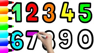 1234567890 \/\/\/ How to Draw and Paint Numbers 1234567890 Easy For Kids \/\/\/ KS ART #KIDS