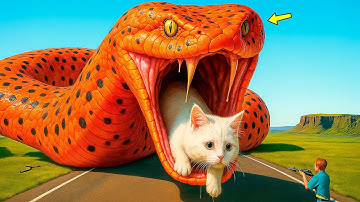 Heroic Rescue Team Saves Lonely Cat from Giant Python Terrifying Attack🐈🐍