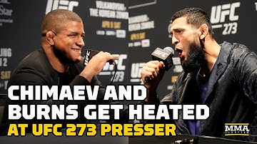 Khamzat Chimaev Slams Table During Fiery Exchange With Gilbert Burns At UFC 273 Presser
