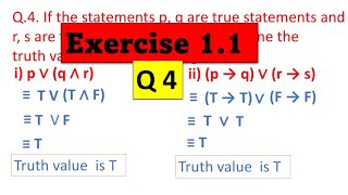 exercise 1.1/ mathematical logic/ question no 4/ 12th class