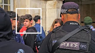 POLICE intervene as SPANISH KID SLAPS A GIRL across the face  I speak to them at Horse Guards!