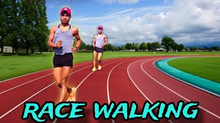 Race walking technique zigzag