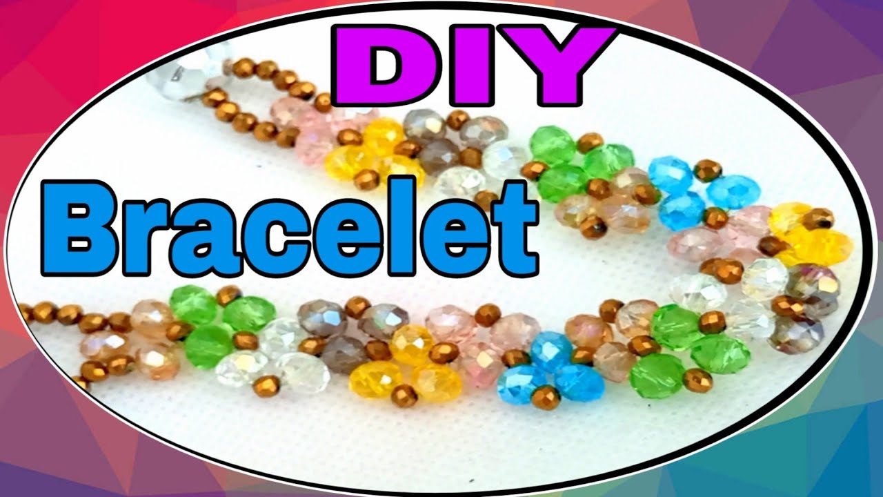 Making Crystal Beads Bracelet/how to make easily/English+Urdu/