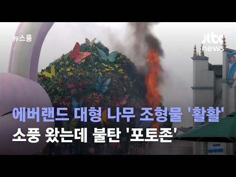 에버랜드 대형 나무 조형물 활활 소풍 왔는데 불탄 포토존 JTBC 뉴스룸 