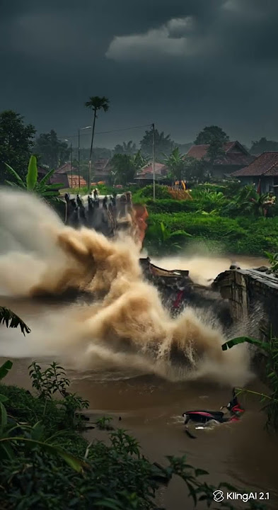 Jembatan Hancur Diterjang Banjir Deras!  Menegangkan! #viral #viralvideo #video #viralshorts