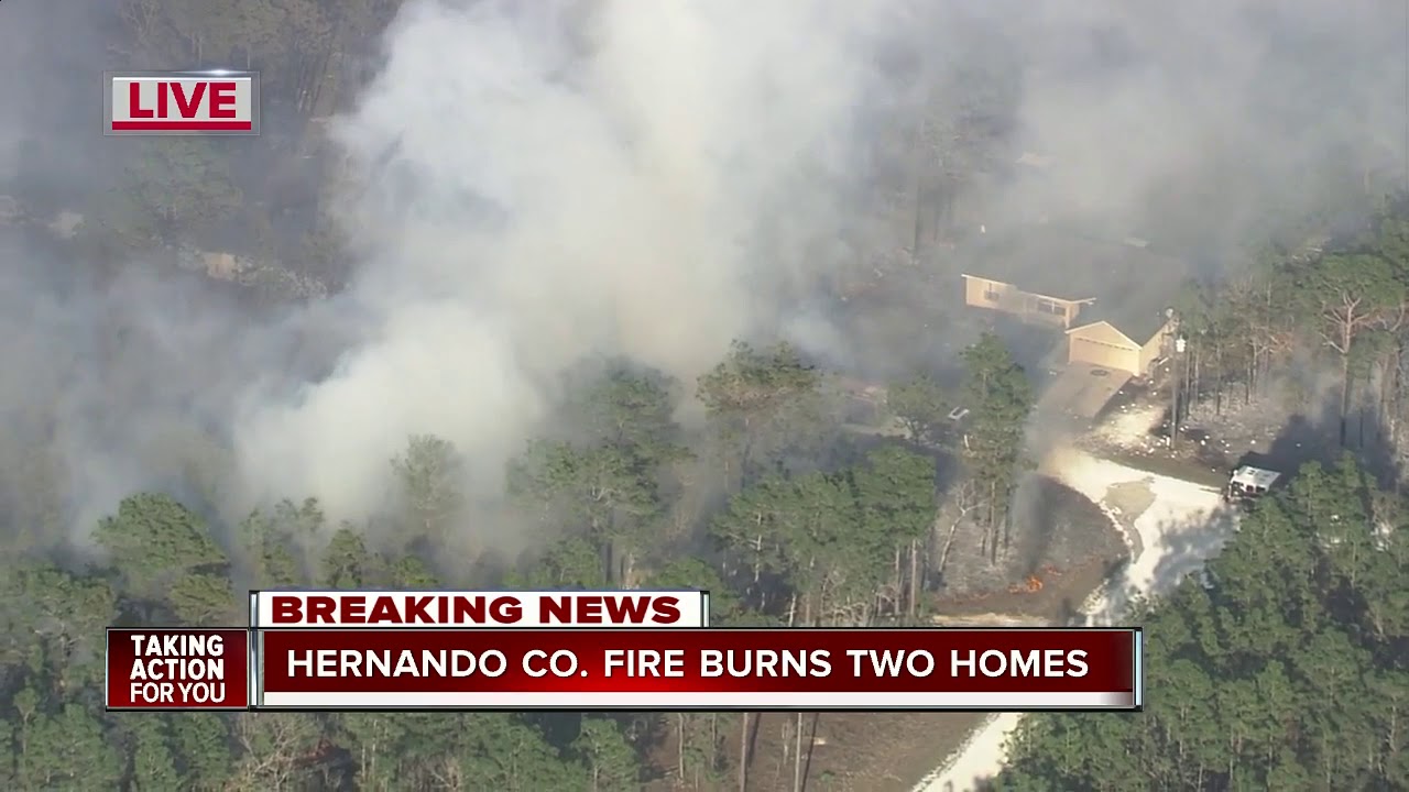 Crews battle large brush fire in Hernando County - YouTube