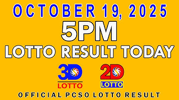 5pm Lotto Result Today Swertres Ez2 PCSO October 19 2025