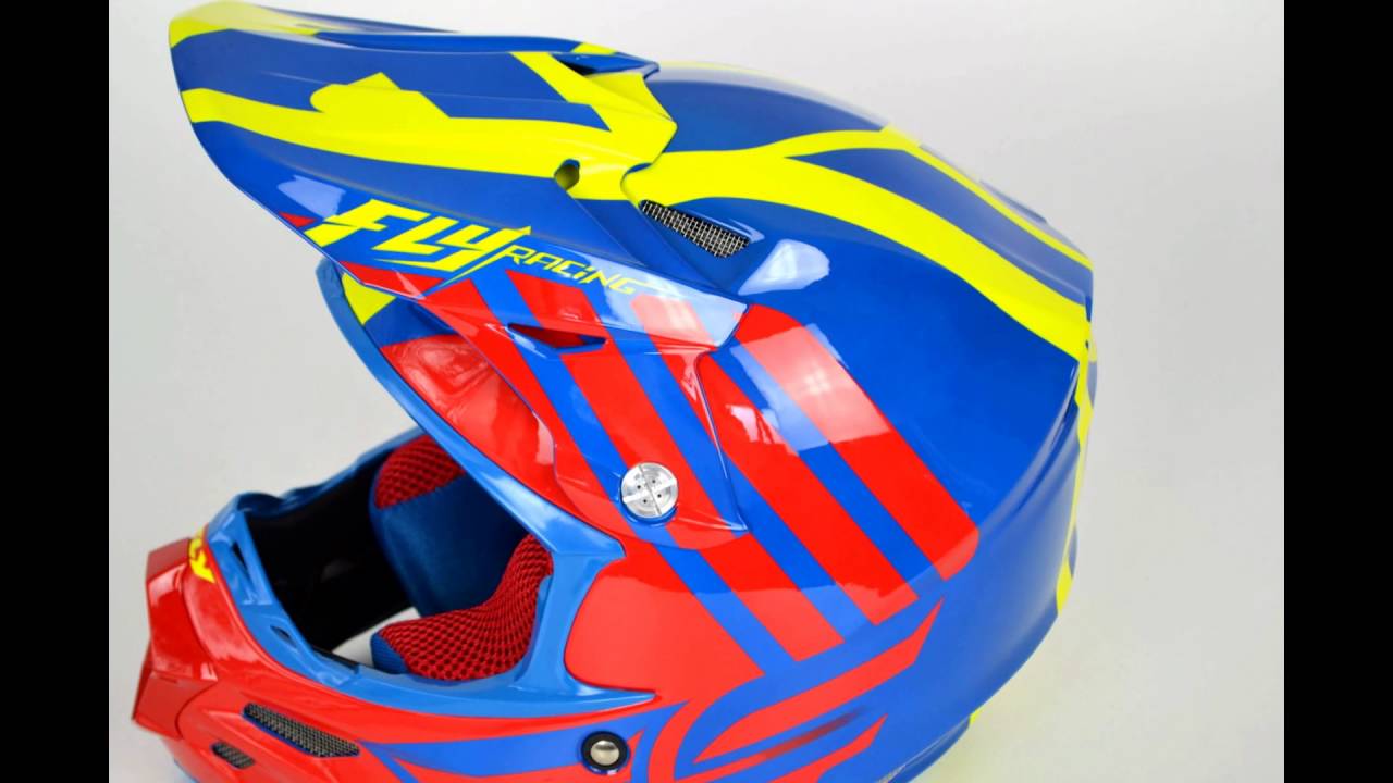 2016 Fly Racing F2 Carbon Helmet - Zoom Blue Red Hi Viz