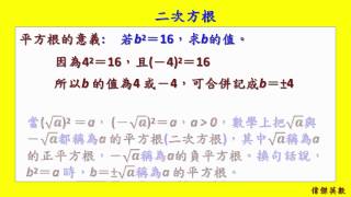 二次方根(平方根) - 8年級數學(Grade 8 Math - Square root.)