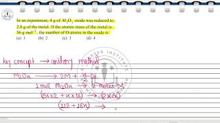 In an experiment, 4 g of M_2O_x oxide was reduced to 2.8 g of the metal.