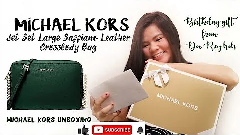 Michael Kors Jet Set Large Saffiano Leather Crossbody Bag | Michael Kors Bag Unboxing |Birthday Gift