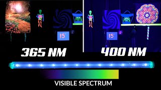 365nm와 400nm UV LED 블랙 라이트의 차이점을 시각적으로 설명합니다. screenshot 4