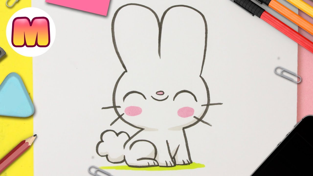 CÓMO DIBUJAR UN CONEJO KAWAII - DIBUJOS KAWAII - COMO DIBUJAR UN CONEJO P.....