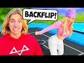 Wir bringen meiner FREUNDIN einen BACKFLIP bei! (Sie hat ANGST...)