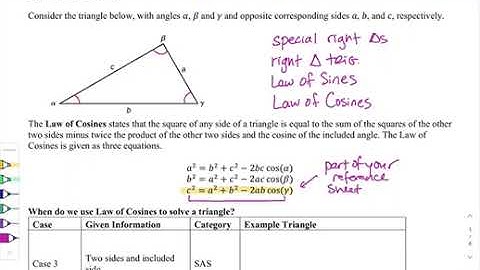 MTH 112 Law of Cosines Introduction