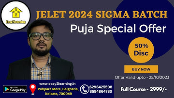 JELET 2024 Sigma Batch | Puja Offer full Course 2999/- | By Easy2Learning/David Das