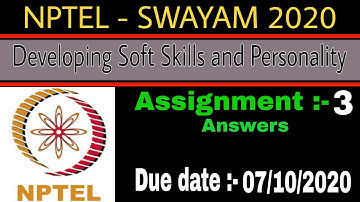 Nptel 2020| Developing Soft Skills and Personality | Week3 Soltuion | Assignment 3 answer | Aktu
