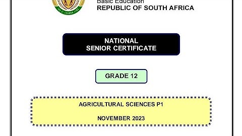 Grade 12 Agricultural Science Paper 1 November 2023