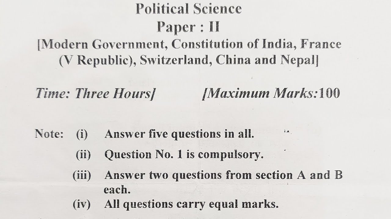 BA 2nd year political science paper 2020 2nd paper