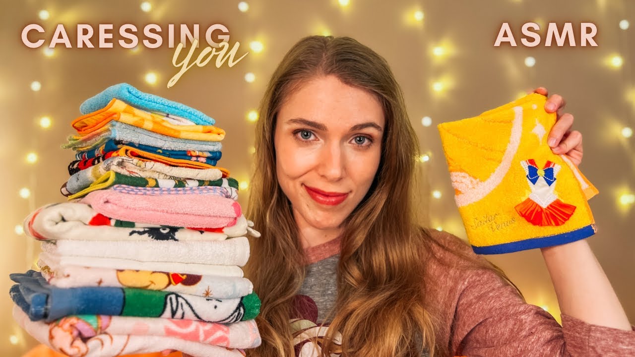 ASMR | Caressing You with Cute Towels I Got in Japan | Show & Tell, Face Touching, Fabric Sounds