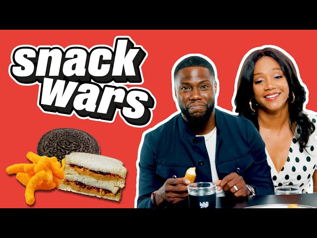 Kevin Hart u0026 Tiffany Haddish Disgusted By American And Australian Snacks | Snack Wars | @LADbible class=