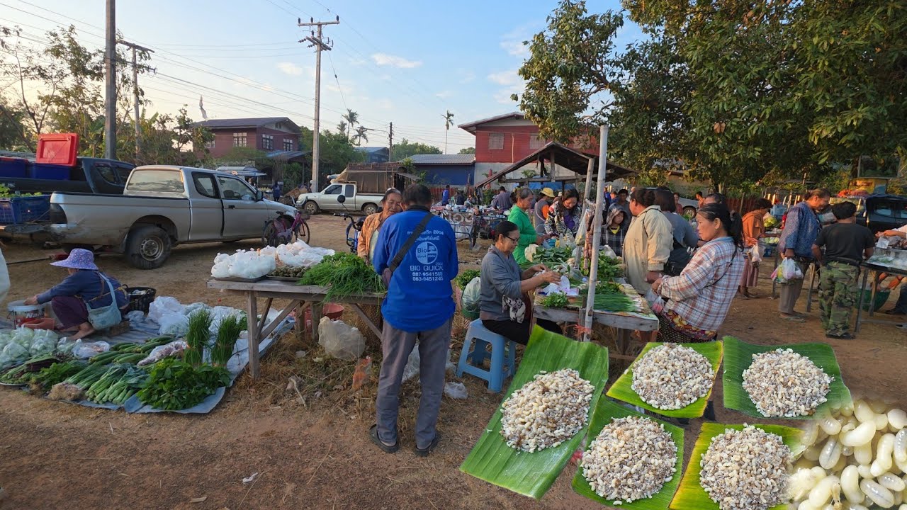 วิถีชาวบ้าน #ชนบทอีสาน ตลาดบ้านเหมือดแอ่ ตำบลขามป้อม อำเภอเขมราฐ อุบลราชธานี