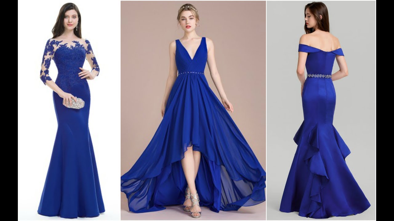 Beautiful Long Blue Evening Dresses - YouTube