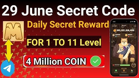 Memfi(1-11 Level) Today 4, 000000 Coins Code! Memfi Secret Tap Combo! #memf Secret code today 29June