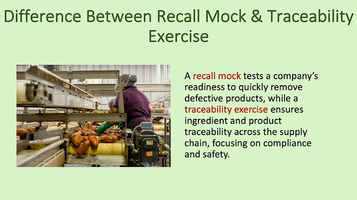 Traceability Exercise For Food Manufacturing