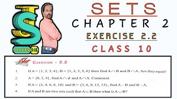 SETS II EXERCISE 2.2 II CLASS 10 II SETS EXERCISE 2.2 CLASS 10 II APSCERT
